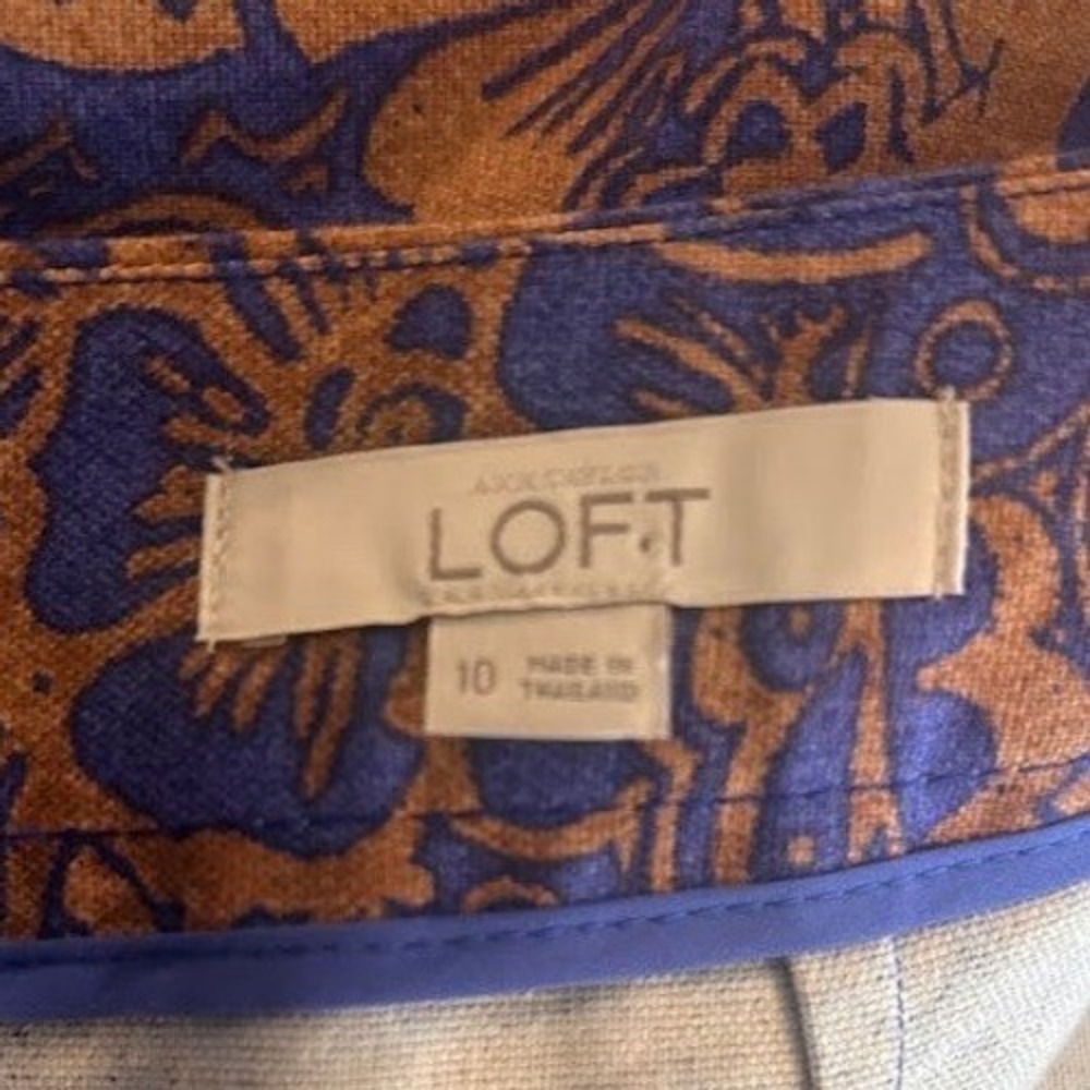 Ann Taylor LOFT Blue Bronze Paisley Floral Pencil Skirt Size 10 Office Career - Picture 7 of 9